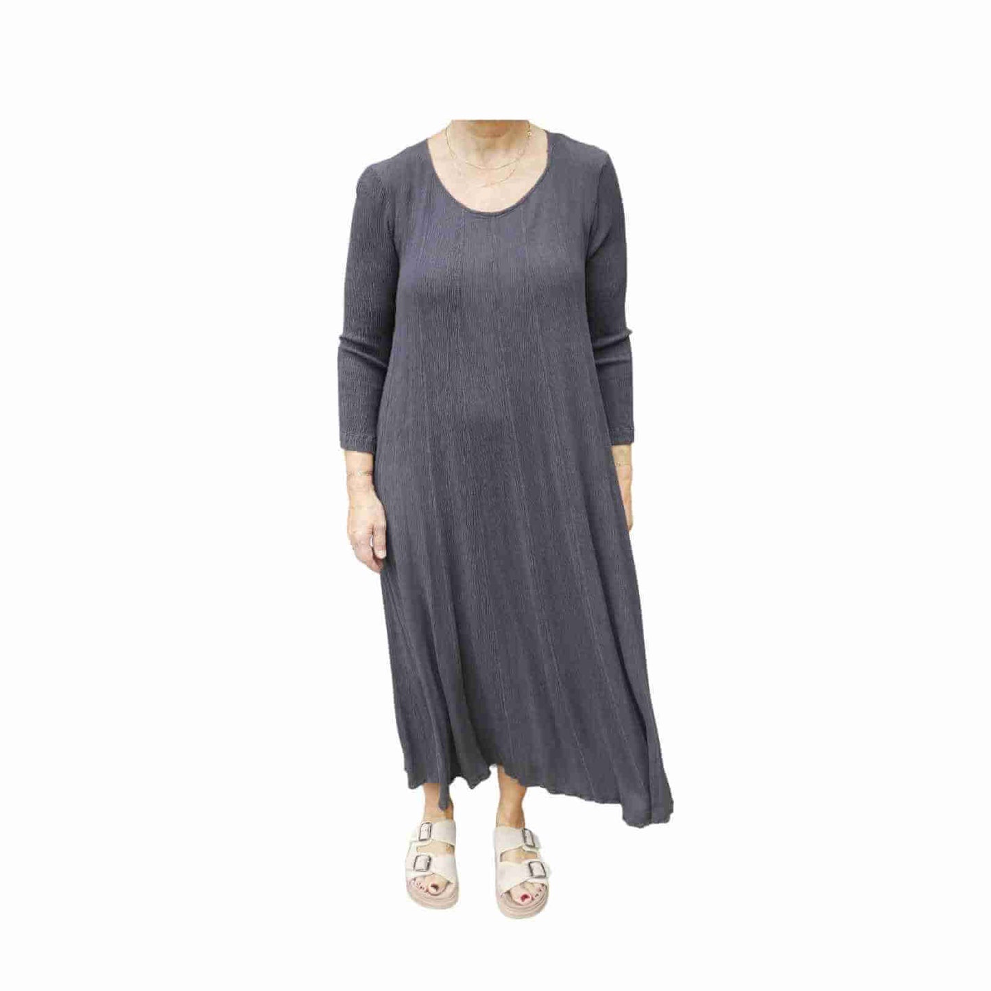 Lang enkel og elegant Grizas kjole i navy