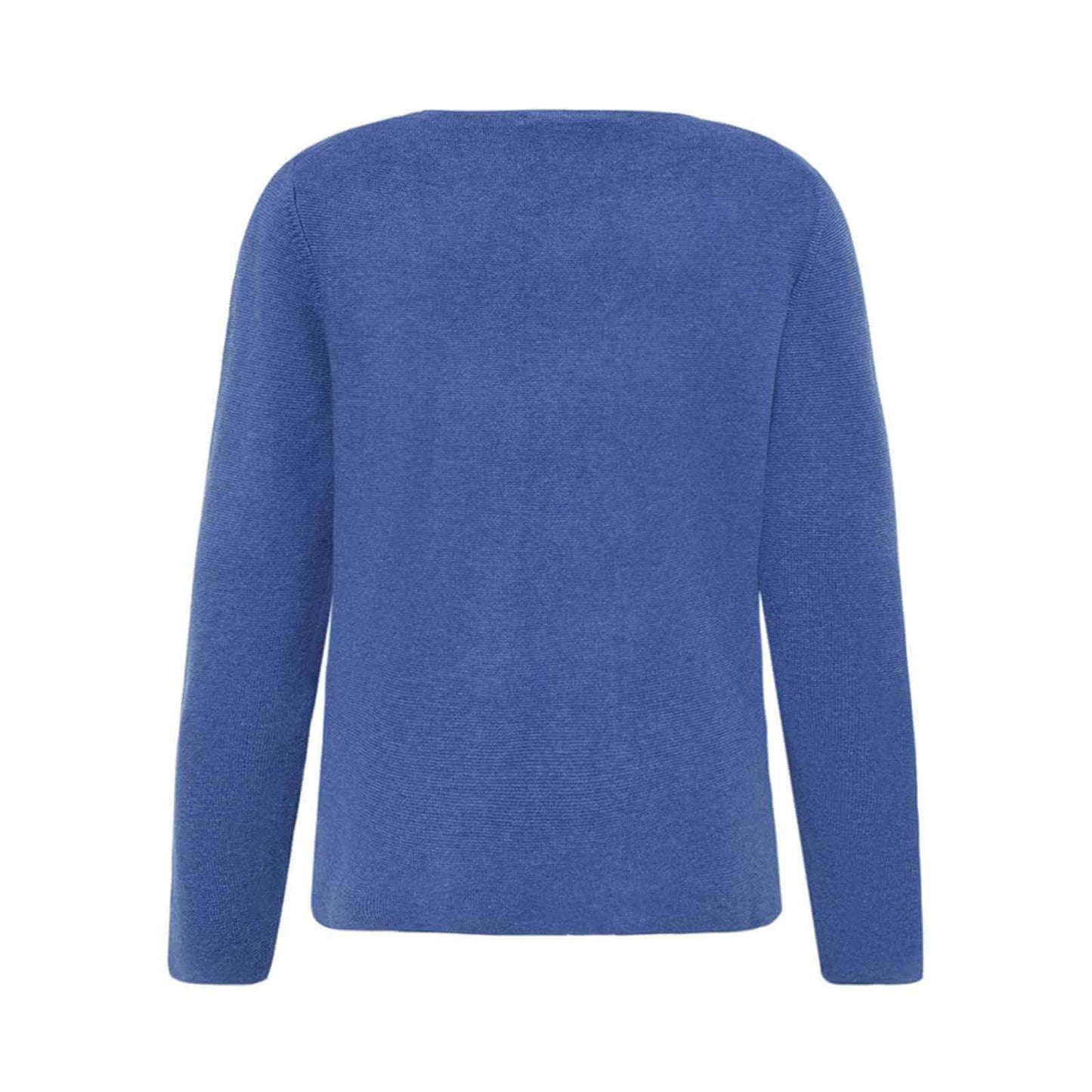 Blå ensfarvet cardigan bagfra fra Mansted