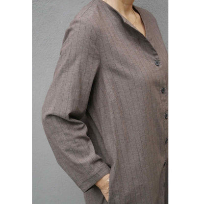 Brun skjortekjole fra E-Avantgarde med sort stribe