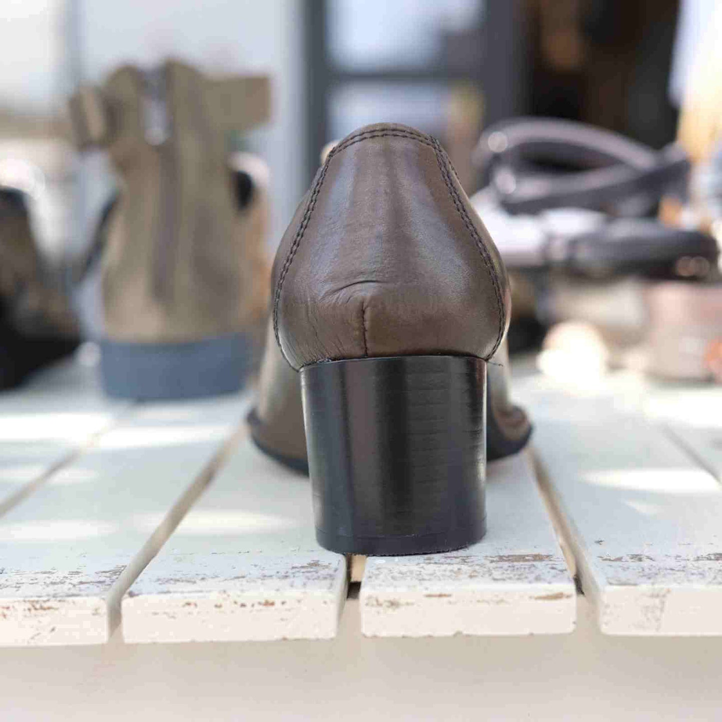 5 cm blokhæl på pumps olivengrønne Bubetti