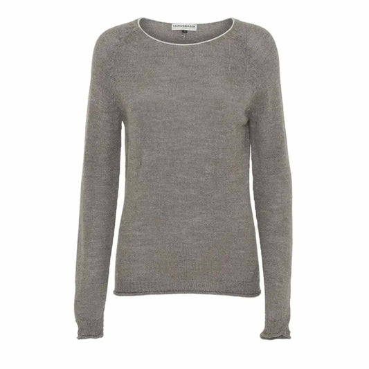 Langærmet tynd uldbluse alpaca brun