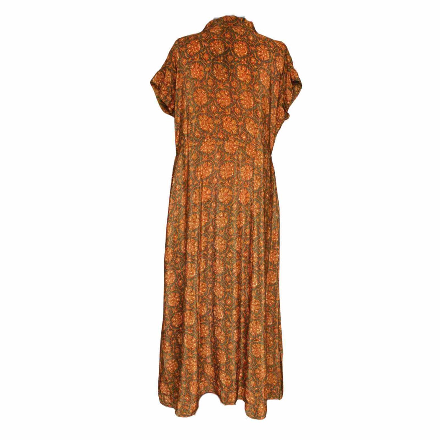 brun orange silkekjole bagfra