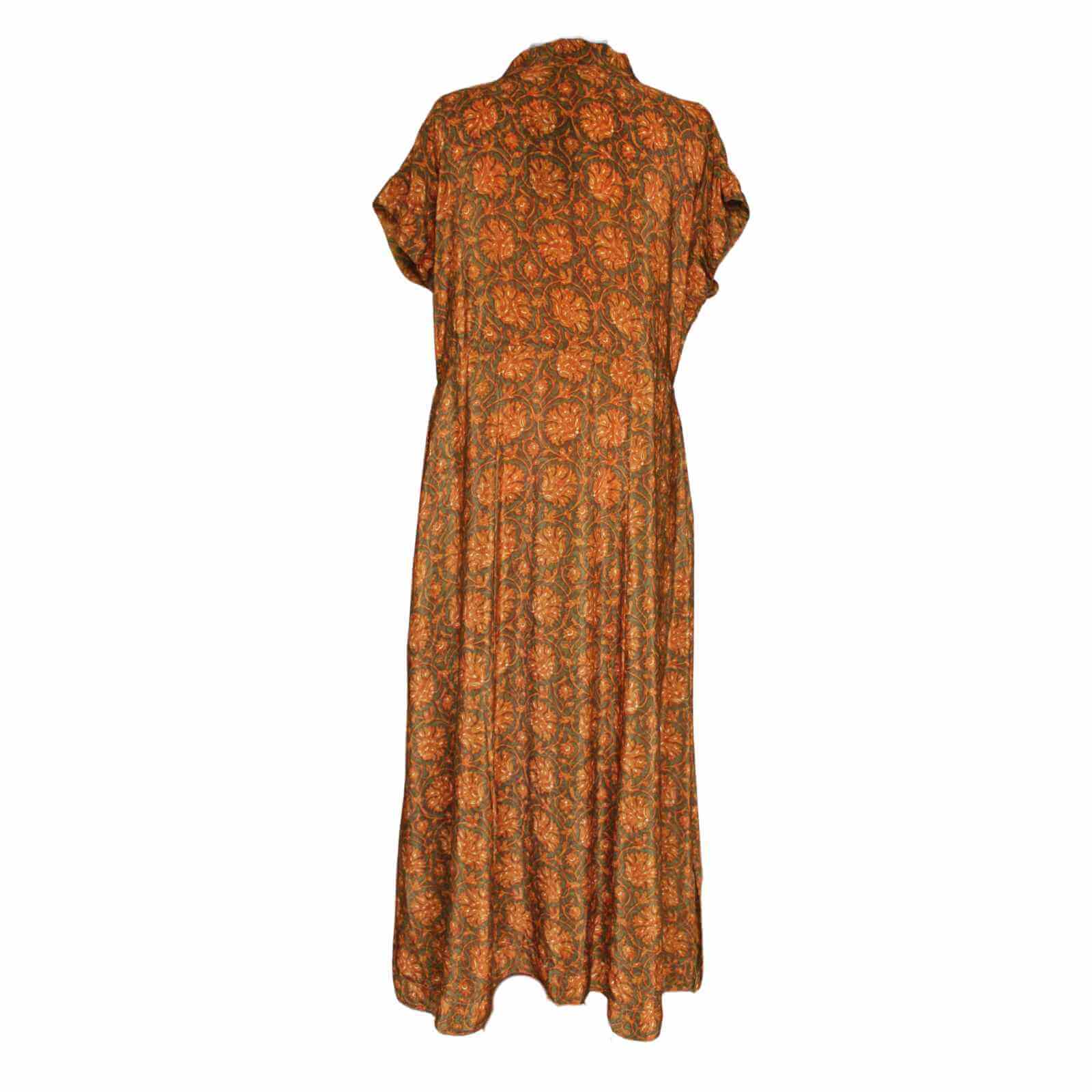 brun orange silkekjole bagfra