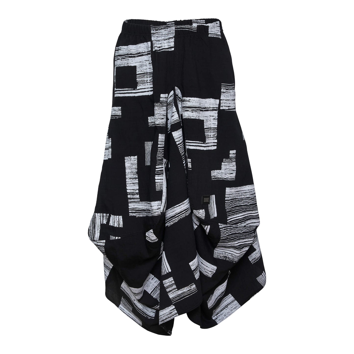 E-Avantgarde nederdel i sort hvidt abstrakt mønster