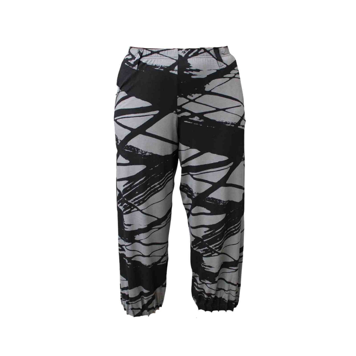 E-Avantgarde bukser i grå og sort abstrakt mønster