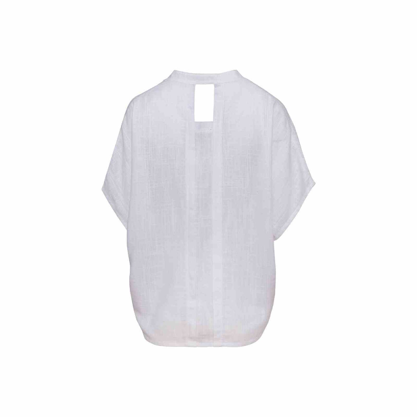 Hvid kortærmet skjorte fra E-Avantgarde i rayon og hør bagfra