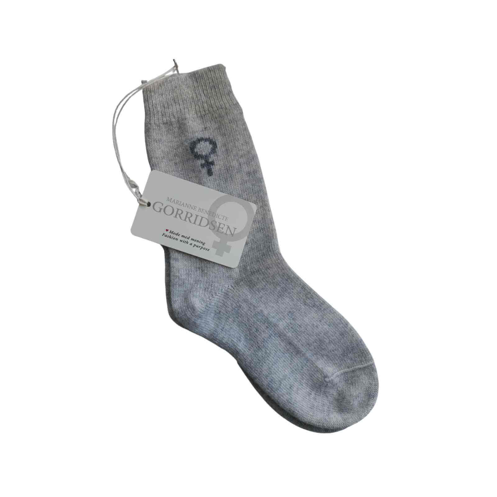 Lysegrå uld sokker fra Gorridsen med kvindetegn