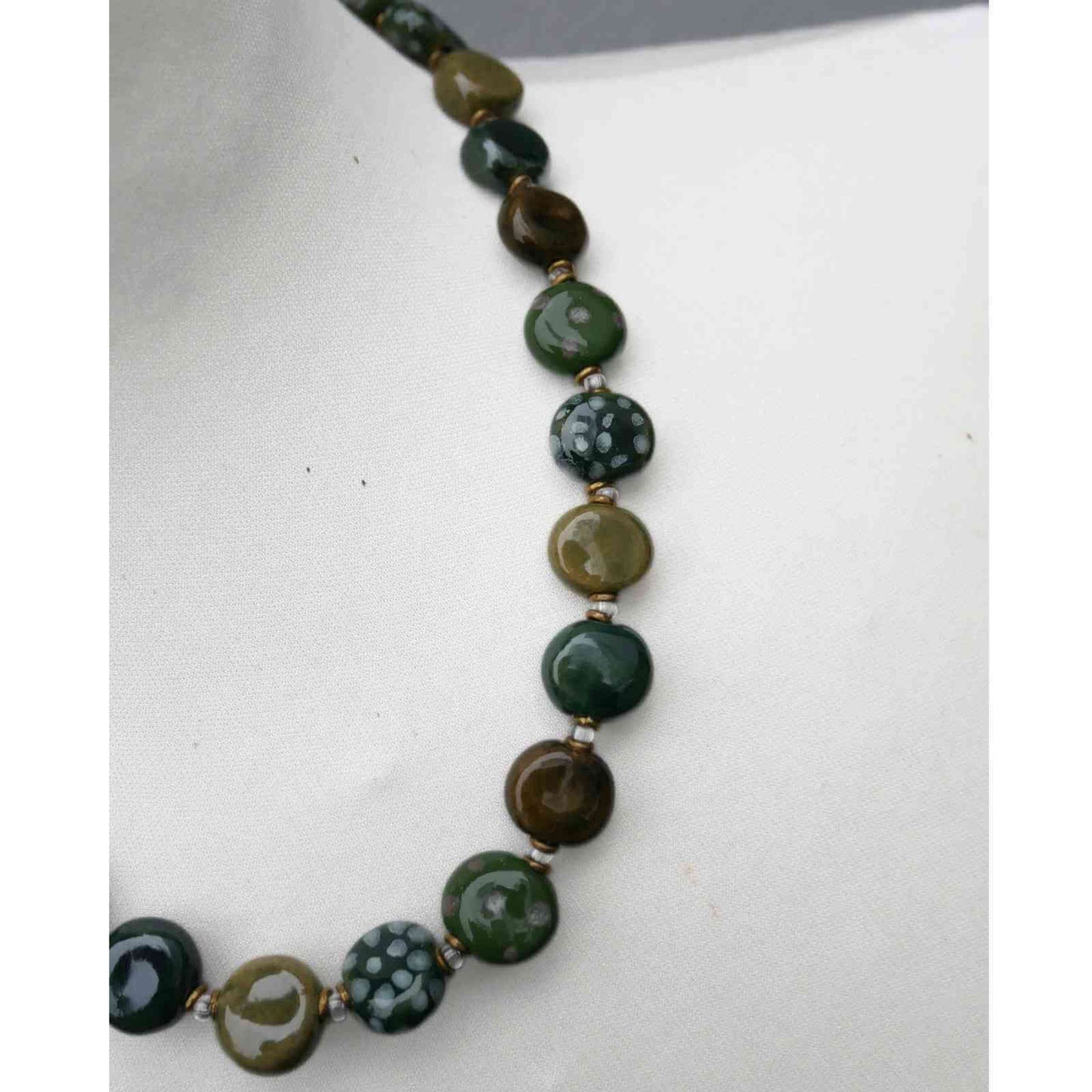 Grønne keramik perler fra Kazuri halskæde