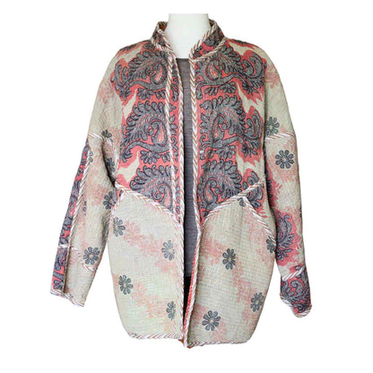 Kantha bomuldsjakke upycled beige