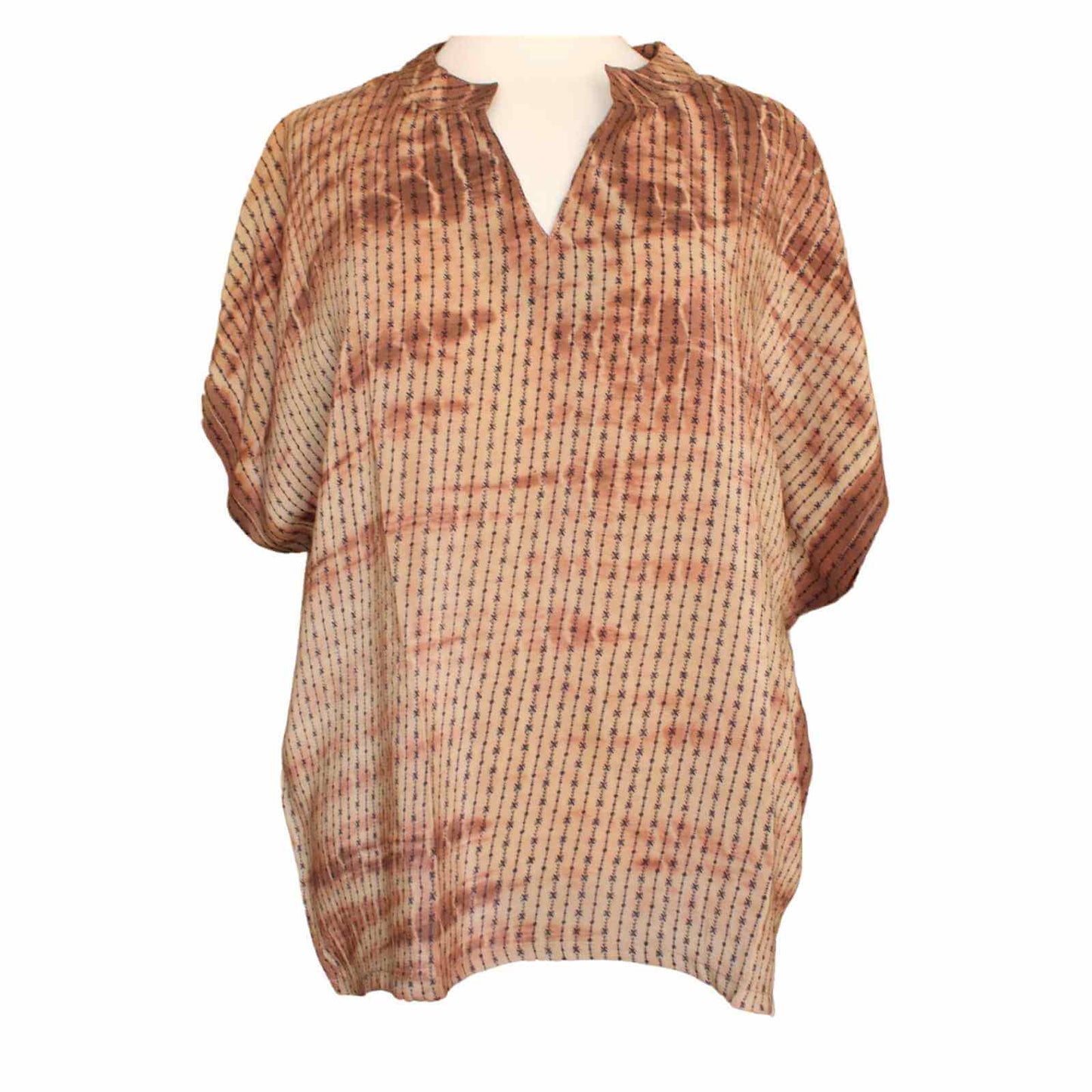 lysebrun vintage silke top fra Cofur
