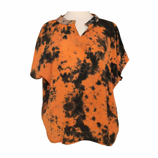 orange kortærmet silkebluse