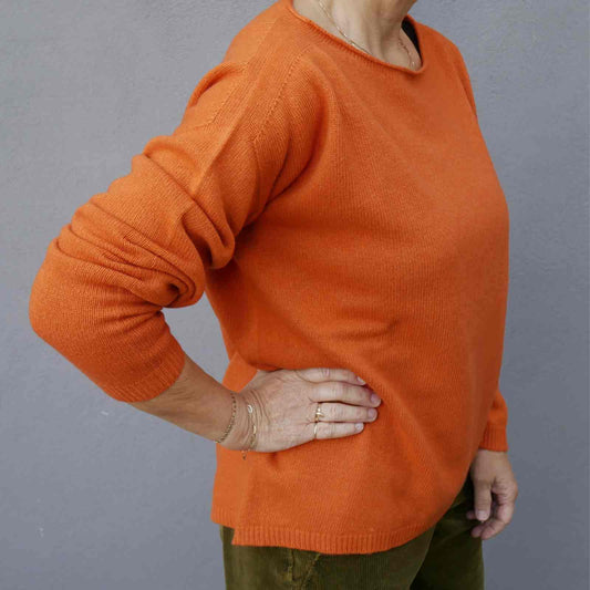 Orange uld cashmere sweater fra Gorridsen hos Anbi - Leda