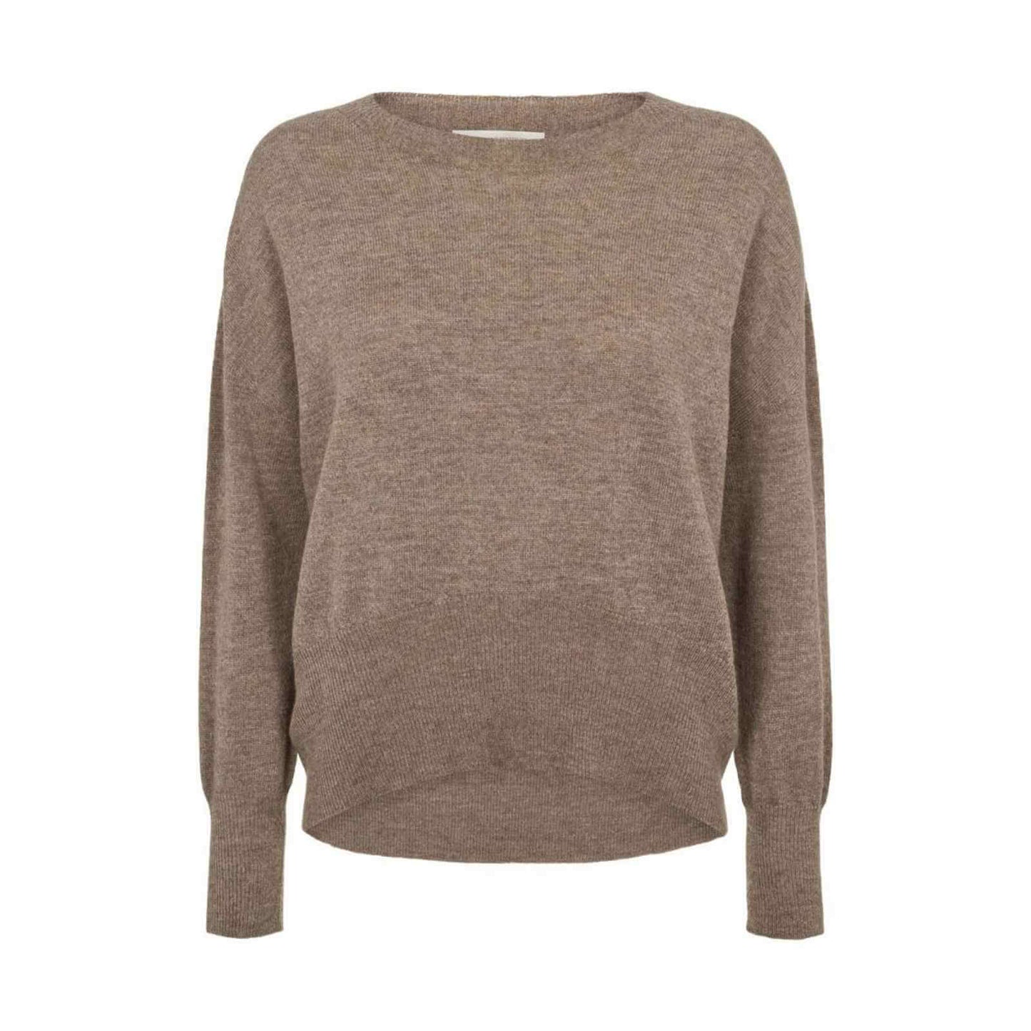 lysebrun strikbluse i 100% supersoft merinould