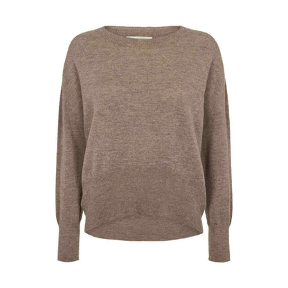 lysebrun strikbluse i 100% supersoft merinould