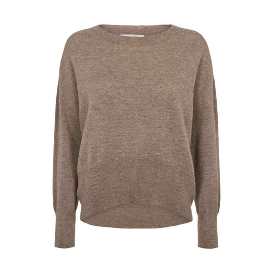 lysebrun strikbluse i 100% supersoft merinould