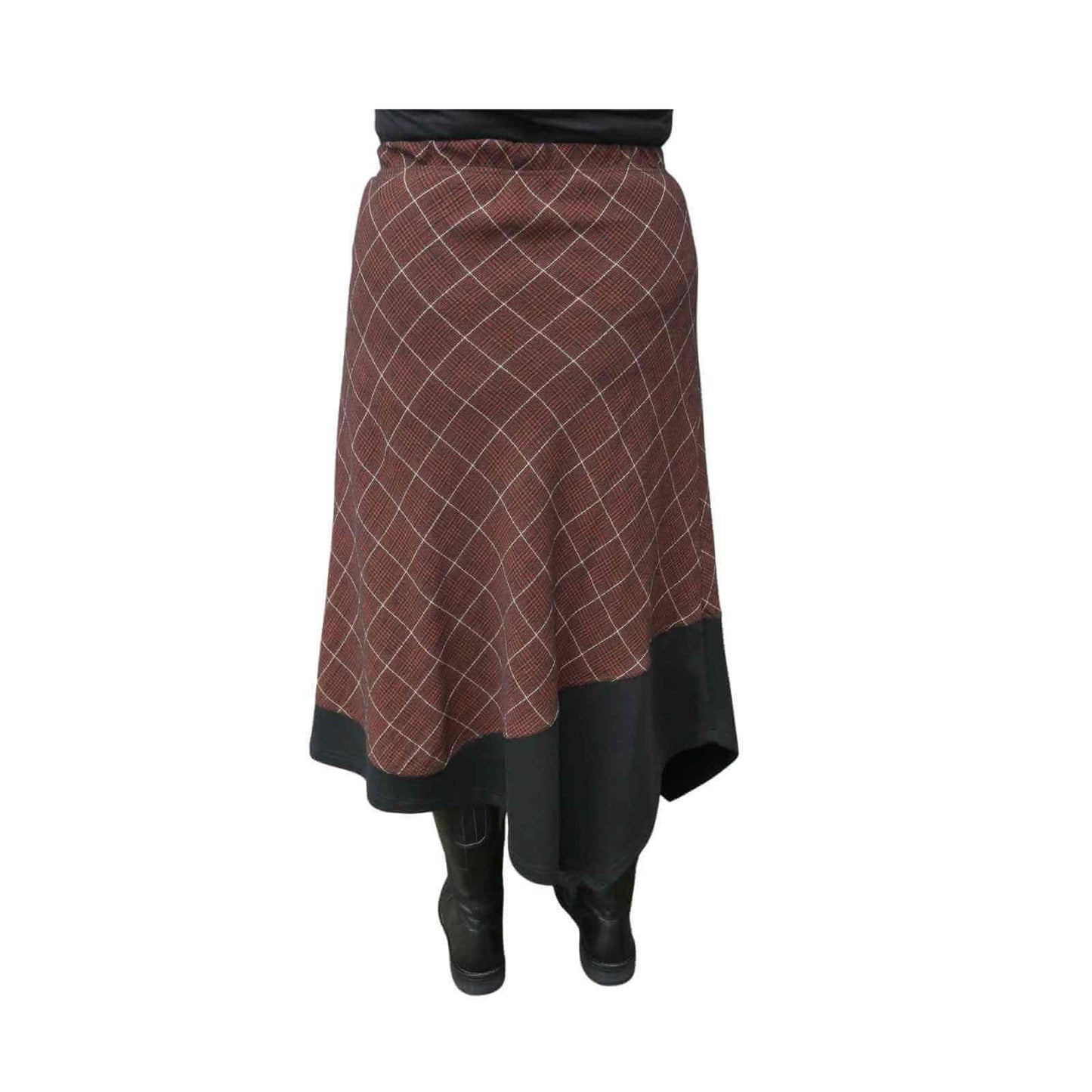 Brun ternet nederdel fra E-Avantgarde bagfra