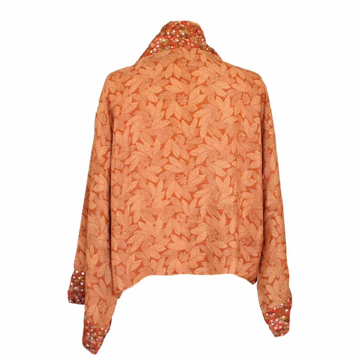 orange brun vendbar silkejakke bagfra