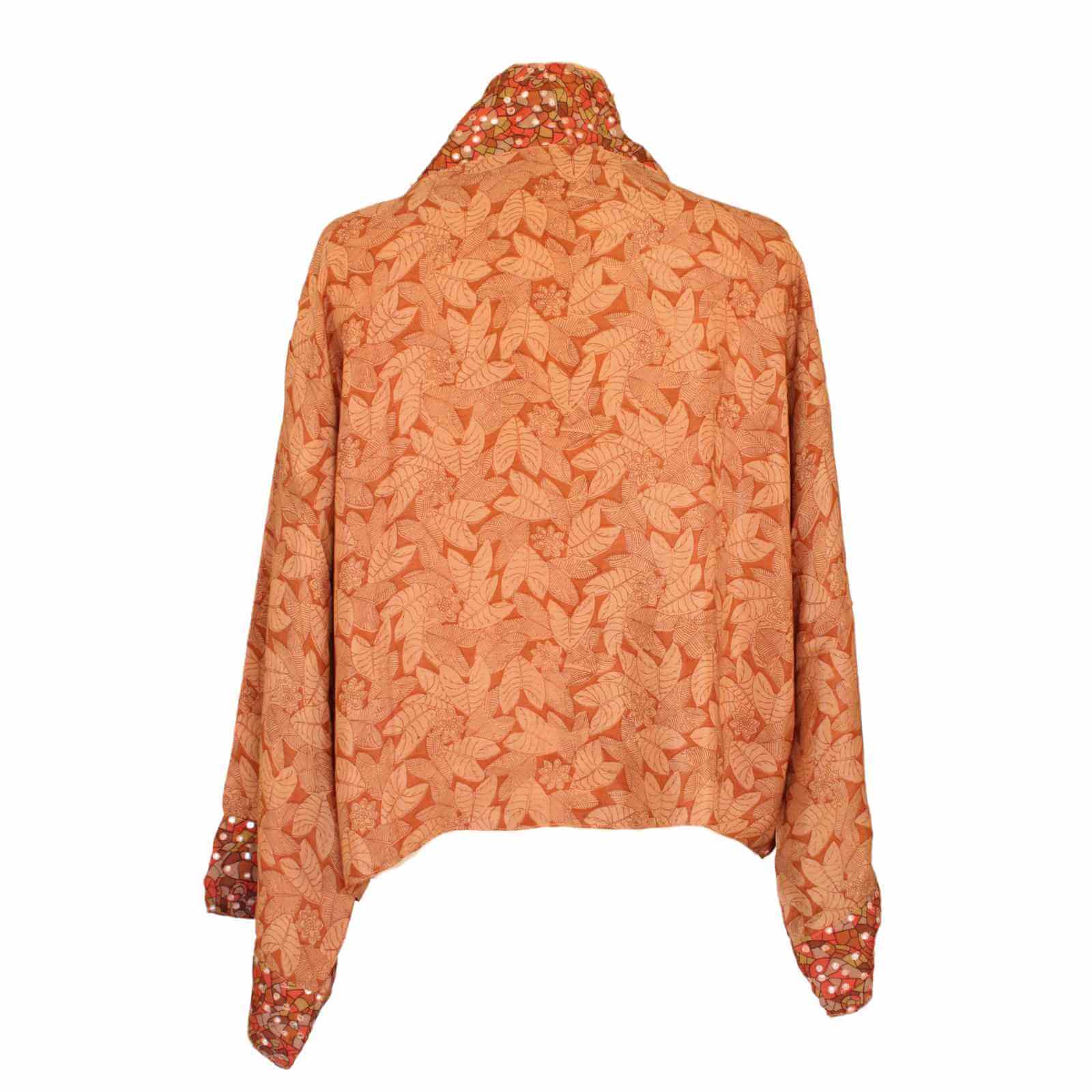 orange brun vendbar silkejakke bagfra