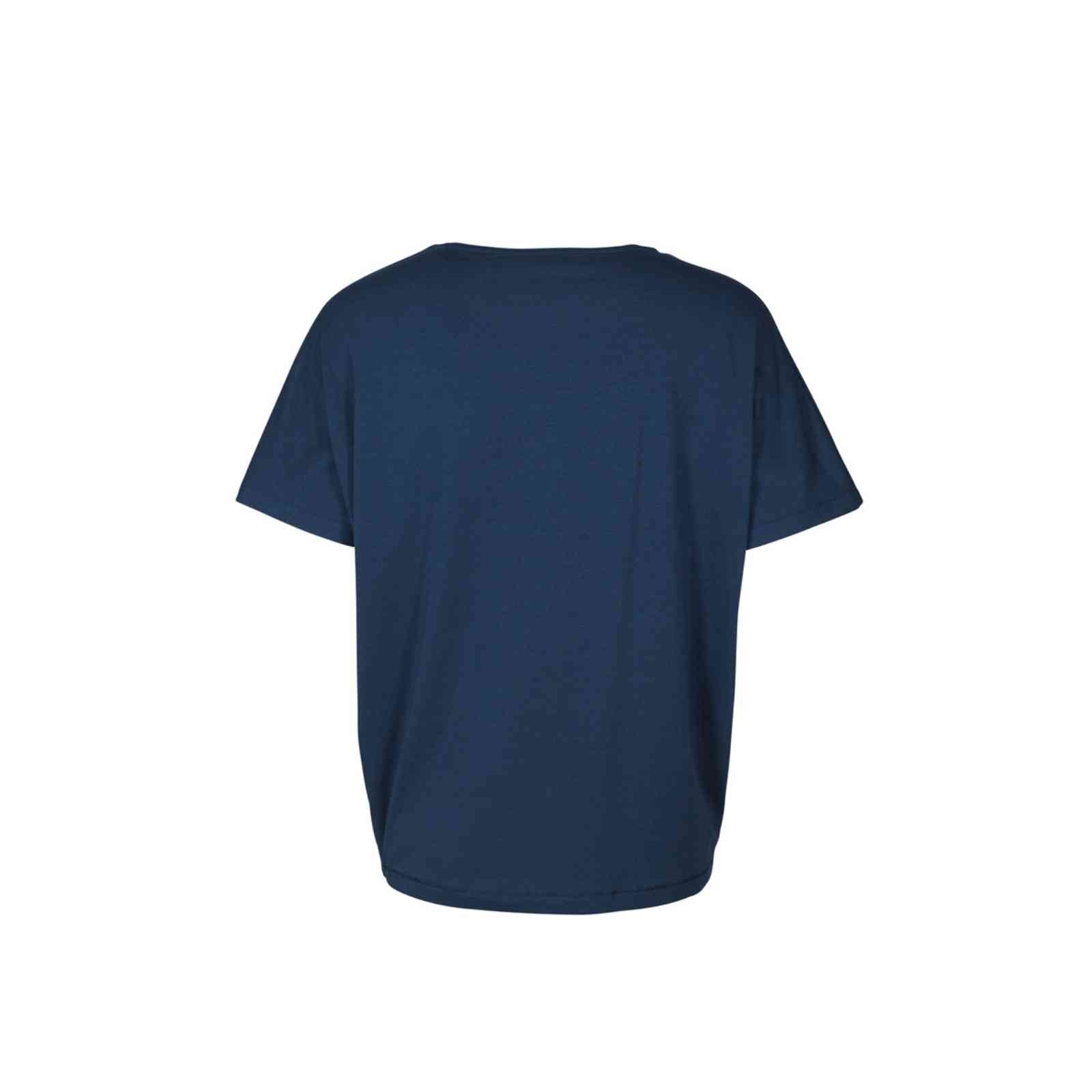 Blå ensfarvet t-shirt bagfra fra Mansted