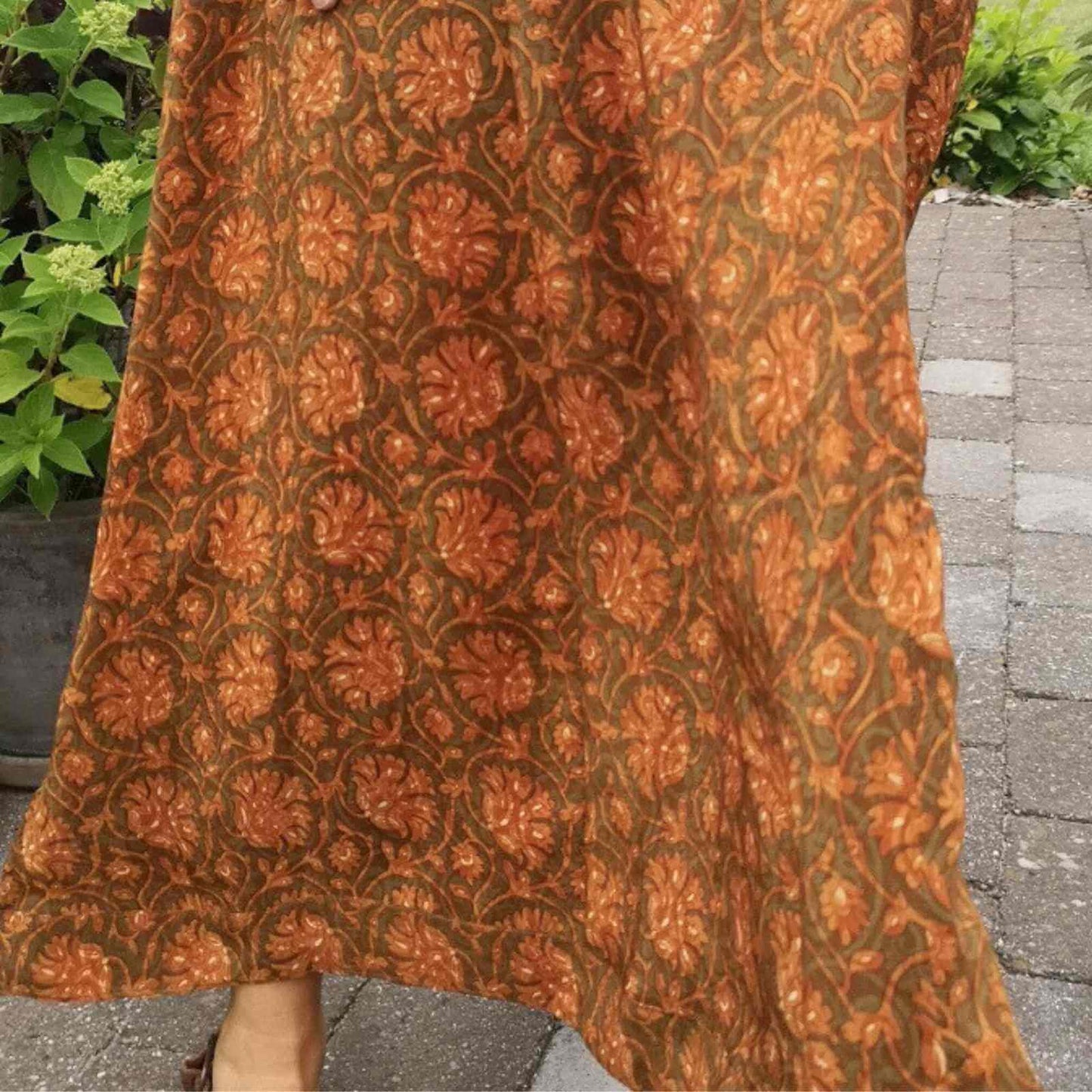 brun orange silkeskørt fra kjole