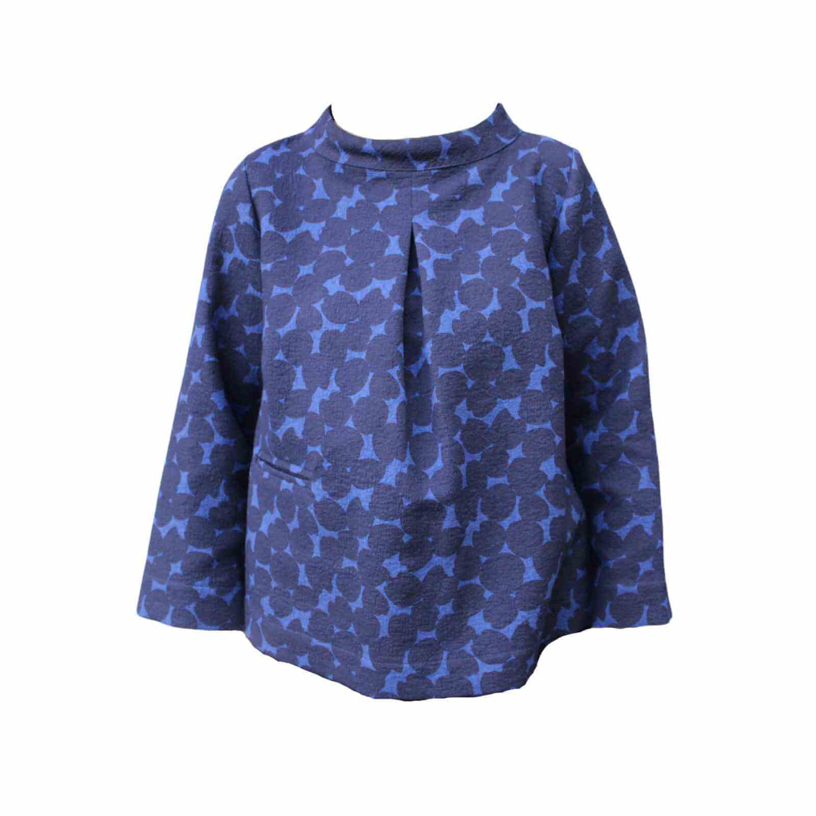Koboltblå 60'er inspireret bluse med cirkler fra McVerdi