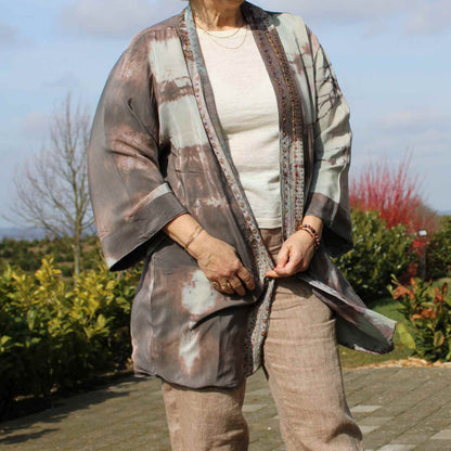 Silke kimono jakke Cofur lysebrun