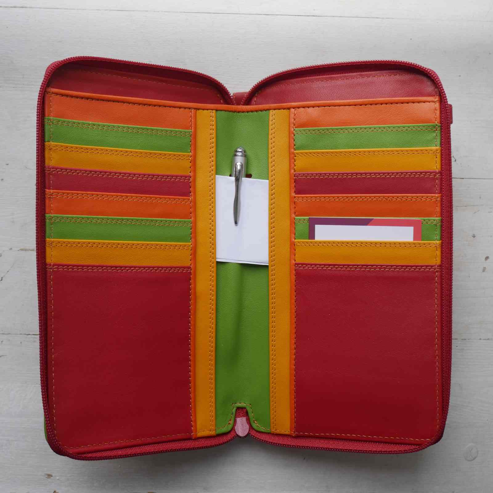 Indvendig smartphone holder og pung i rød og orange fra Mywalit