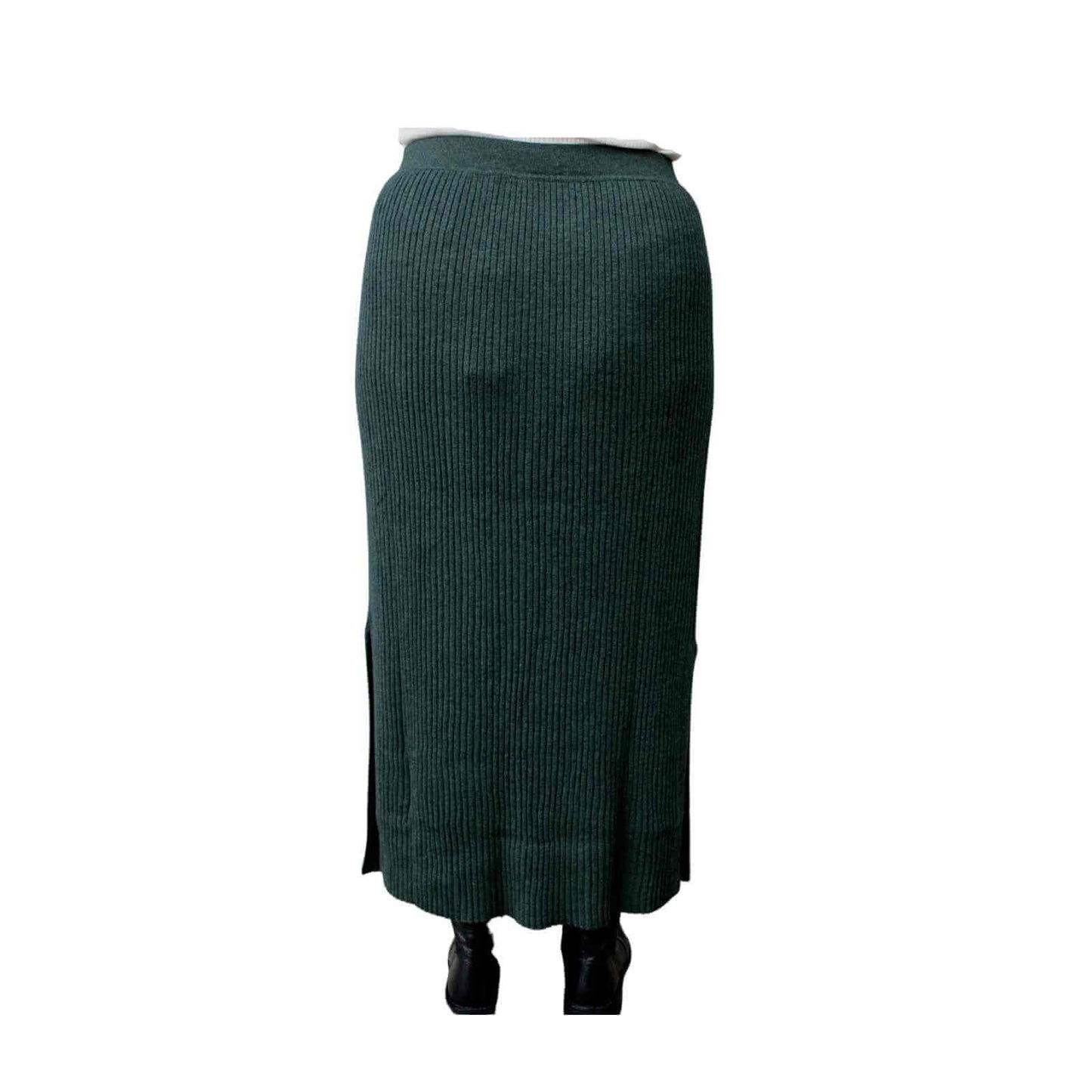 Lang strik nederdel med slids bagfra