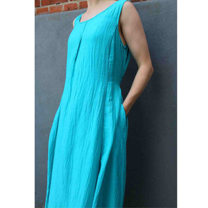 Sidelommer på turkis lang kjole fra Grizas model 91528