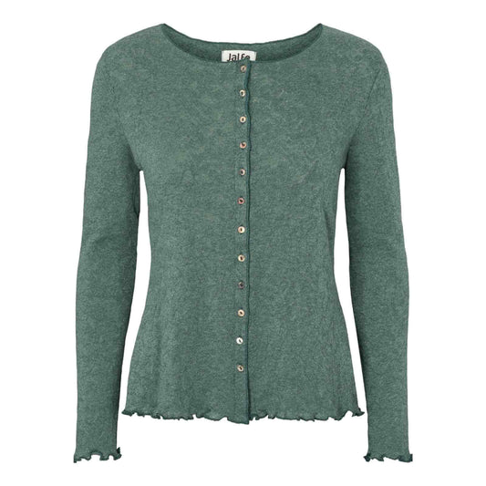 grøn jacquard strik cardigan i ren økologiask bomuld