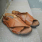 Brune læder sandaler med justerbar rem i hælen