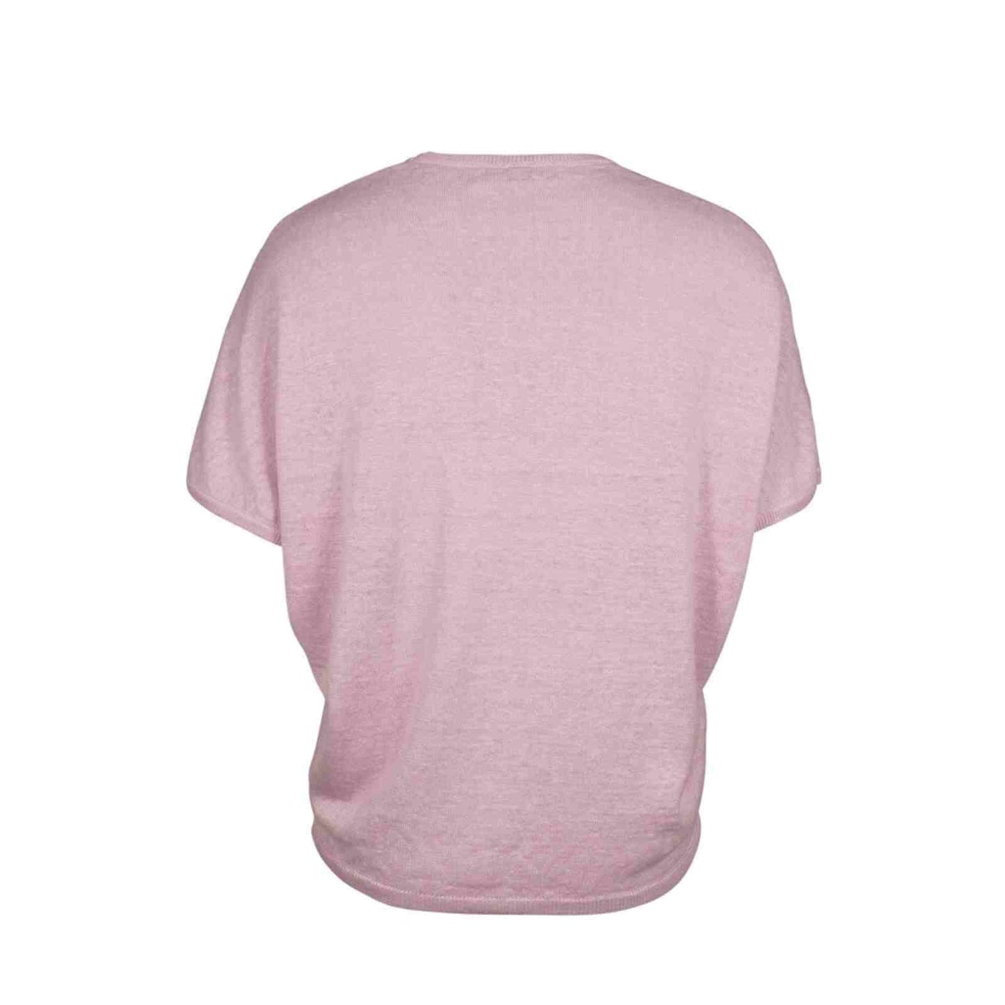 Hamp + hør bluse med korte ærmer i rosa bagfra