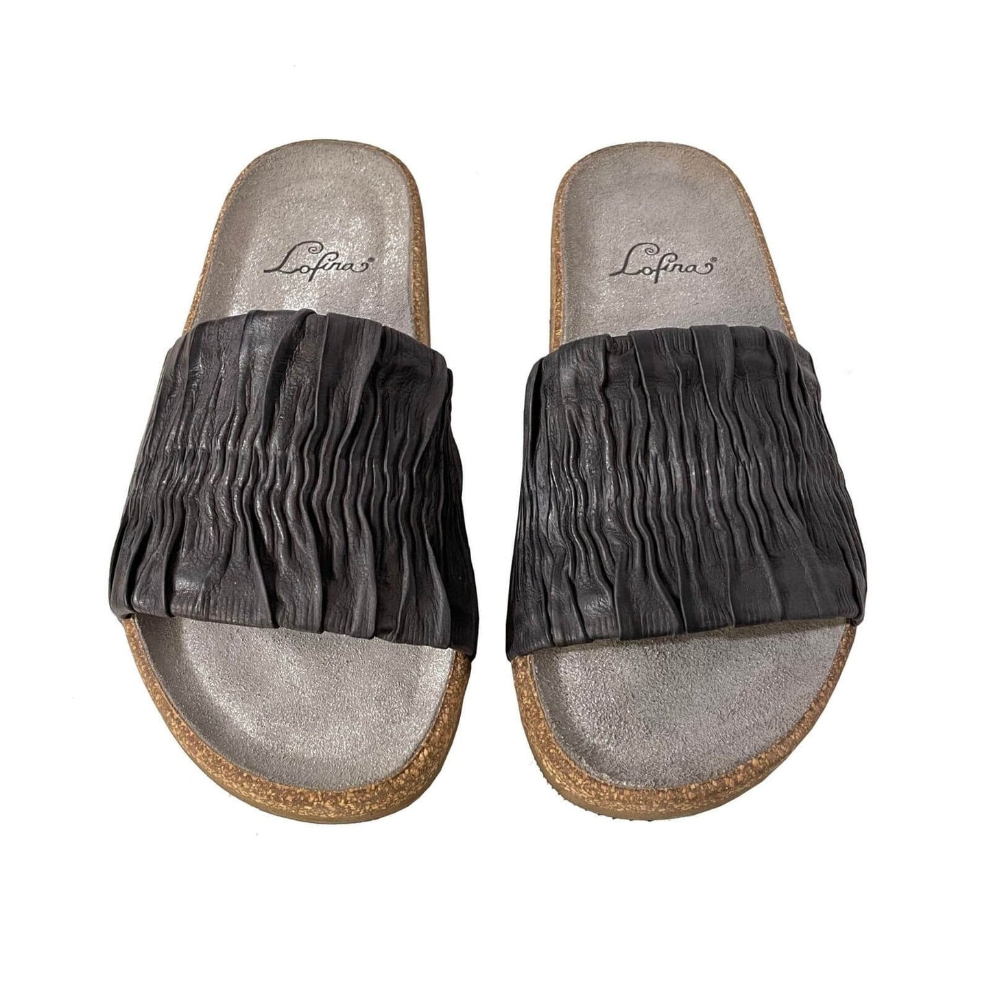 KOrk sandal fra Lofina med gråt kalveskind og gummisål