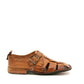 Gognac farvet flet sandal med lukket tå i klassisk look