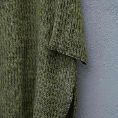 Grøn/sort sildebensvævet hør og uld tunika