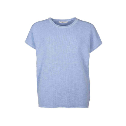 Strikvest t-shirt i kraftigt bomuld fra Mansted pastel blå